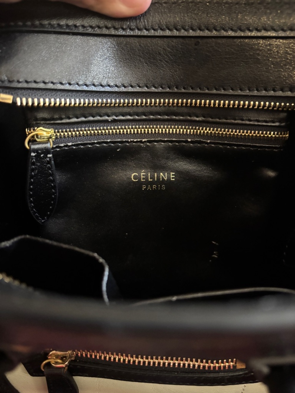 Celine Black & Cream Nano Luggage Shoulder Bag - Picture 3 of 3